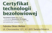 Certyfikat technologii bezołowiowej